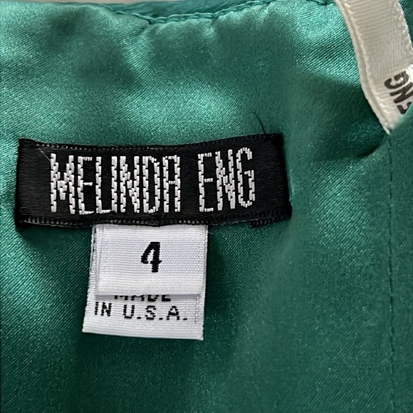 Vintage Melinda Eng Designer Emerald Green Silk And Satin ShortParty Dress Siz 4 - Picture 8 of 17